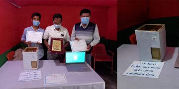 কলেজের ছাত্র শিথিলের ফেস মাস্ক শনাক্তকারী ডোর উদ্ভাবন