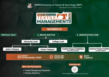 বিইউএফটি তে শুরু হতে যাচ্ছে জাতীয় পর্যায়ের ‘টেক্সটাইল ম্যানেজমেন্ট ফেয়ার ২০২৫!’
